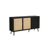 Buffet de Ratán Negro Natural con 3 Cajones y 2 Puertas