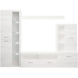Mueble de Salón Moderno con Leds,Acabado en Andersen Pino, Medidas: 260 cm (An) x 191 cm (Al) 47,5 cm (Fon) Meyvaser