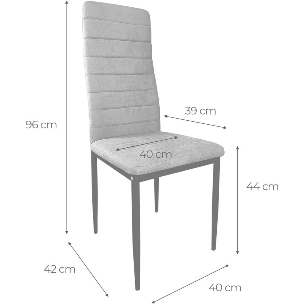 Pack de 6 Sillas Tapizadas para Comedor/Salón, 40x42x96 cm