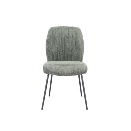 Pack de 2 Sillas Tapizadas en Tela Musgo con Patas en Acabado Negro, Asiento y Respaldo Ergonómicos, Medidas 61x47x89 cm